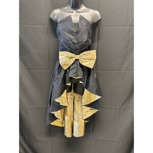 90s Evening Gown Prom Dress Black/Gold Unbranded M/L